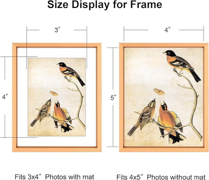 4x5 Picture Frame, Gold Aluminum Metal Photo Frames with HD Glass, Fits 3x4 with Mat or 4 x 5 without Mat, Display for Wall and Table
