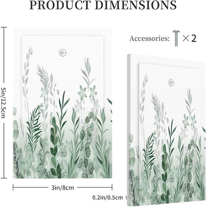 Watercolor Green Leaf Rustic Plant Eucalyptus Flowers Light Switch Cover Plate 1 Gang No Device Blank Electrical Wall Plates Faceplate Decorative Switch Plate for Bed Room Living Room Decor