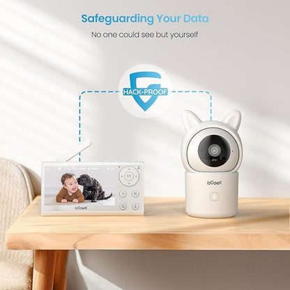 ieGeek 1080P Baby Monitor with 2 Cameras | 4.3" Split-View for Twins Nursery | Night Vision, Sound & Motion Alerts, 2-Way Talk, Pan-Tilt-Zoom | Secure Local Monitoring with Free App, No Monthly Fee