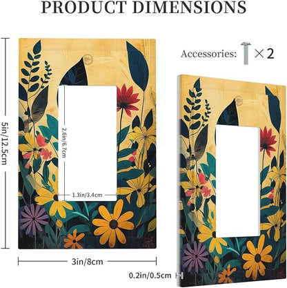 Outlet Covers Abstract Minimalist Floral Botanical Boho Flower 1 Gang Wall Plates Single Rocker Light Switch Covers Decorative Switch Plates Electrical GFCI Panel Covers for Home Office Decor 5 X 3 IN
