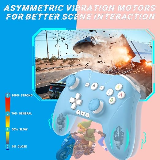 Bluetooth Controller for Switch/Mac/PC/Steam/Mobile Phone/iOS/Android//TV/iPad/Table/Apple Arcade MFi Games, switch pro controller wireless with Adjustable Dual Motion,Turbo,Macros,6-Axis,Wake Up for Black Myth: Wukong (Black) (Purple) (White Blue)