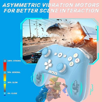 Bluetooth Controller for Switch/Mac/PC/Steam/Mobile Phone/iOS/Android//TV/iPad/Table/Apple Arcade MFi Games, switch pro controller wireless with Adjustable Dual Motion,Turbo,Macros,6-Axis,Wake Up for Black Myth: Wukong (Black) (Purple) (White Blue)