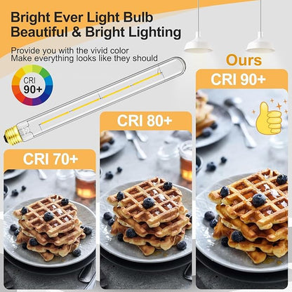 XININSUN T300 Led Bulb, 11.8 Inch Long Tubular Led Light Bulbs, 100Watt Equivalent, 1000lm, Dimmable, Clear Glass, E26 10W T10 LED Edison Tube Lamp Bulb,4 Pack. (6W=60W 4000K)