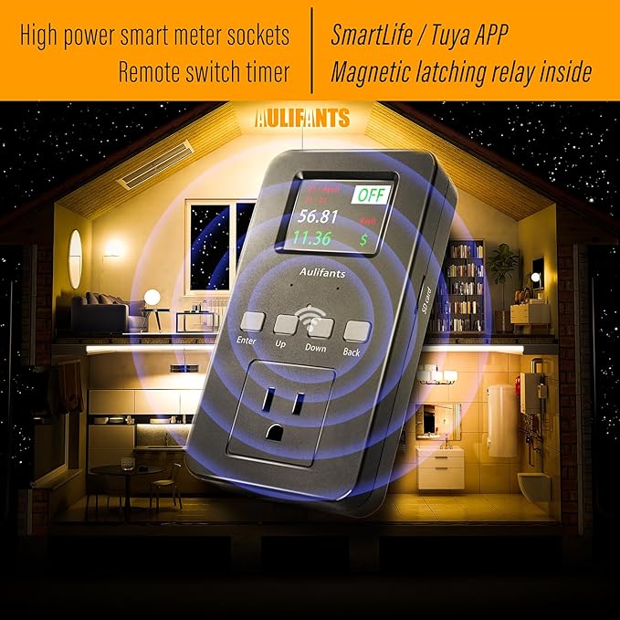 LP405 25A Heavy Duty Smart Plug Meter Sockets Industrial Energy Monitor Trip-Rate Billing, OVP/UVP/OLP Color Screen Magnetic Relay Offline Logging WiFi Tuya/Smart Life for AC/Heaters