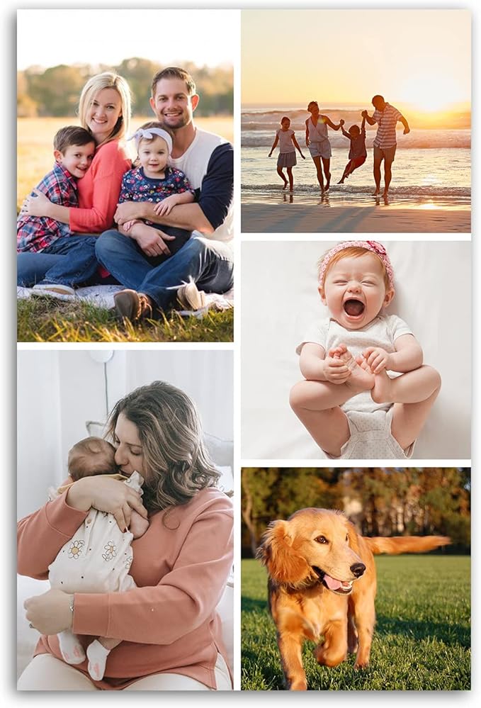LZIMU Collage Canvas Prints with Your Photos Personalized Multi Pictures for Wall Custom Family Wedding Baby Pet Dog Photo to Canvas Customized Gifts Home Wall Decor (Collage Photo-6, No frame)