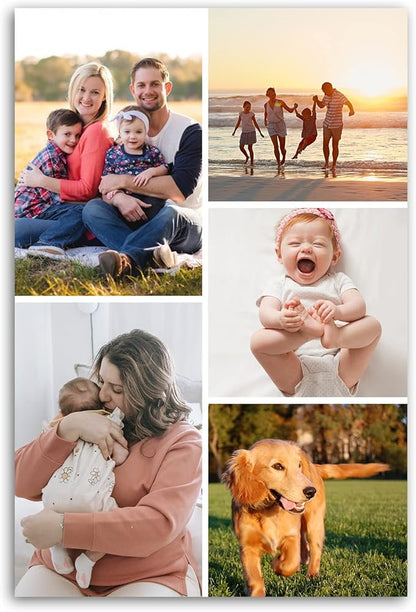 LZIMU Collage Canvas Prints with Your Photos Personalized Multi Pictures for Wall Custom Family Wedding Baby Pet Dog Photo to Canvas Customized Gifts Home Wall Decor (Collage Photo-6, No frame)