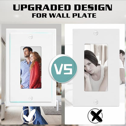 1-Gang Modern Edge Decorative Wall Plate Cover Switch Outlet Single Decorator Electrical Faceplate for Light Switches, Smart Switch, GFCI, Dimmers, Receptacle, USB Outlet (4 Pack, Single Decorator)