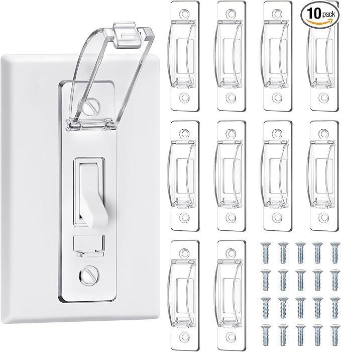10 Pcs Light Switch Guard Cover Baby Child Proof Wall Light Switch Cover Guard for Rocker Protects Your Lights or Circuits from Being Accidentally Turned on or off by Children and Adults