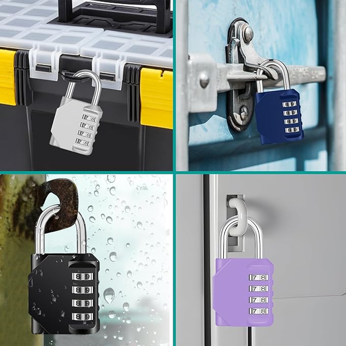 ZHEGE Combination Lock Outdoor 2 Pack, 4 Digit Resettable Weatherproof Combination Padlock for Gym, School, Gates, Doors, Hasps Storage (Purple, 2 Pack)
