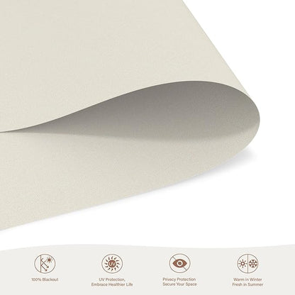 Motorized Roller Blinds with Remote, 100% Blackout Automatic Roller Shades for Bedroom, Bathroom, and Living Room, Customized Size, Warm Beige