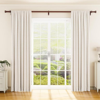 Curtain Rod 2 Pack 32-144 Inch, Heavy Duty 1 Inch Curtain Rod, Antique Bronze Extra Long Adjustable Window Treatment Rods, Modern Design, Easy Installation