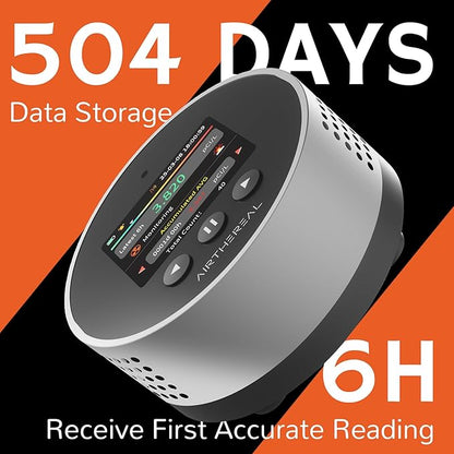 Airthereal Portable Radon Detector for Home – 504-Day Data Storage for Long Term Monitoring, LCD Color Display, Fast 6H Results, Long Battery Life, Audible & Visual Alarm - Upgraded 2025 Version