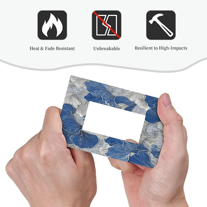 Abstract Blue Marble Plant Leaves 1 Gang Single Rocker Decorative Light Switch Covers Electrical Faceplate Switch Plates for Bathroom Kitchen Home