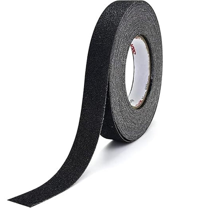 S&X Anti Slip Tape 1 Inch x 60 FT Roll, Black, Grit 60, Extended Length Non-Slip Skid Grip Tape for Outdoor Stair Treads, Wooden Steps & Exterior Grips – Waterproof, Long-Lasting Tread Strips