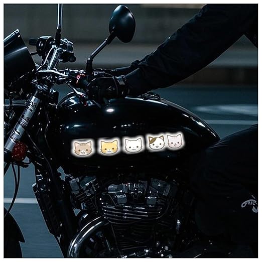 Reflective Stickers 100 Pcs, Outdoor Waterproof High Visibility Warning Safety Adhesive Reflector (1.5" X 1.8", Cat face)