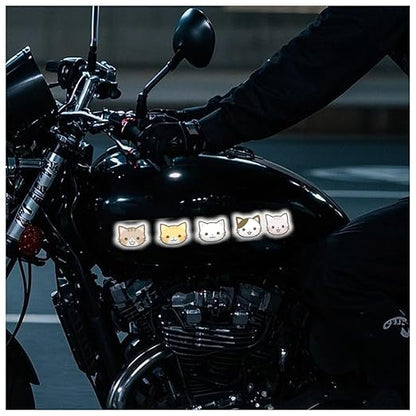 Reflective Stickers 100 Pcs, Outdoor Waterproof High Visibility Warning Safety Adhesive Reflector (1.5" X 1.8", Cat face)