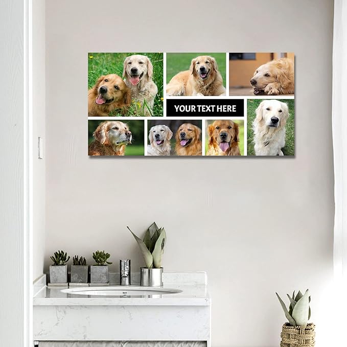 LZIMU Collage Canvas Prints with Your Photos Personalized Multi Pictures for Wall Custom Family Wedding Baby Pet Dog Photo to Canvas Customized Gifts Home Wall Decor (Collage Photo-11, No frame)