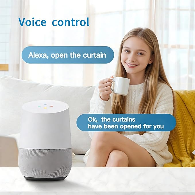 Smart Curtain Track System with Mini Zigbee Motor, Automatic Motorized Curtains Rod 88.6''(2.2m) with App, Voice, Remote Control, Compatible with Alexa,Google and Siri