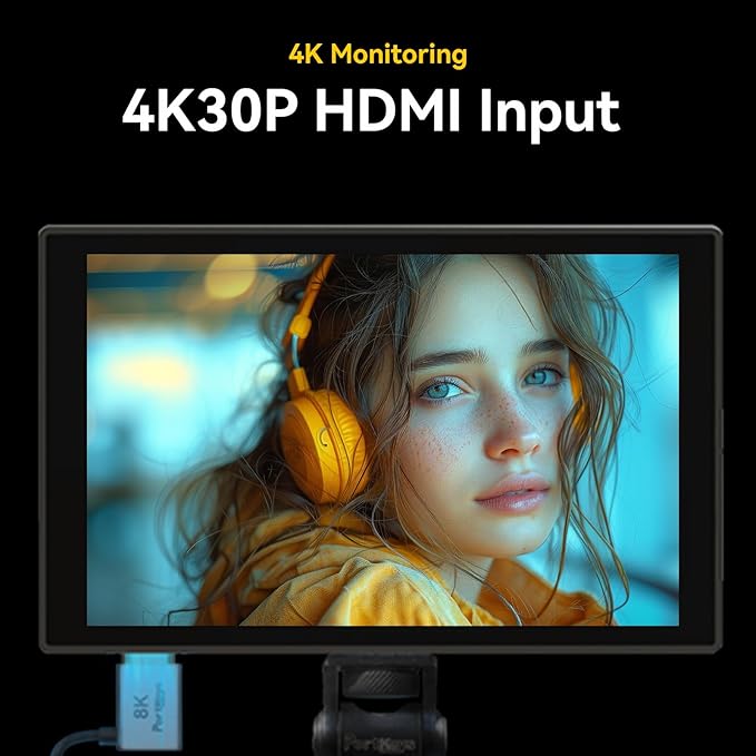 Portkeys HD7T Camera Field Monitor 7'' 1000nit High Brightness Touchscreen Camera Monitor with Top Shortcut Keys Suitable for DSLR with S0NY NP-F550 Battery
