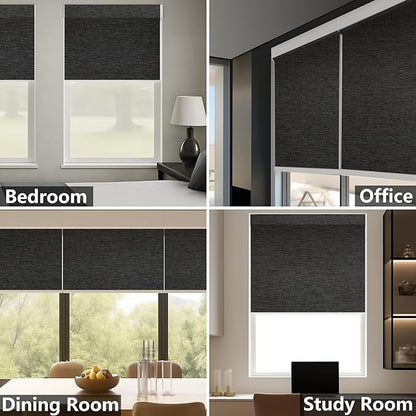 Smart Motorized Blinds – 100% Blackout Roller Shades with Remote, Alexa/Google Home/Siri Control, Matter Compatible, Wireless Rechargeable Battery, Custom Sizes for Windows & Sliding Doors