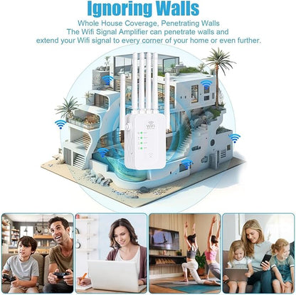 WiFi Extender Signal Booster, WiFi Extender with Ethernet Port WiFi Booster Up to 11800sq, 6 Antennas Extend WiFi Coverage 360°,WiFi Extenders Signal Booster for Home and Outdoors.
