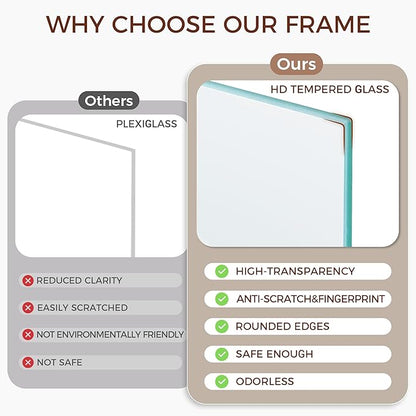 12x16 Picture Frames, Solid Oak Wood 12"x16" Picture Frame - Tempered Real Glass, 12x16 Frame Matted to 8.5x11, 12 x 16 Photo Frames for Wall, Rustic Wall Gallery Frame (Walnut Color, 3 Pack)