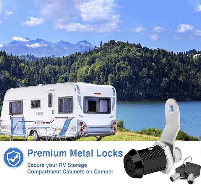 Black RV Storage Locks, Keyed Alike - 7/8' Fits 9/16' Max Door Thickness - 2Pack