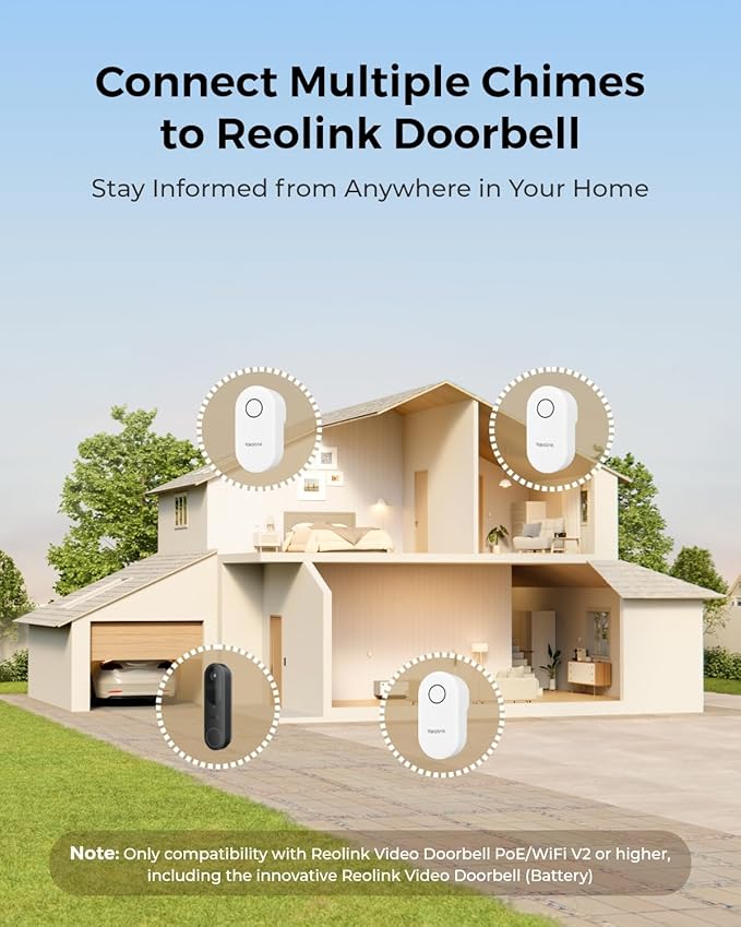 REOLINK Battery Doorbell Camera with 256GB microSD Card and Chime Bundle, 1:1 Head-to-Toe View, 2.4/5 GHz WiFi, Person/Vehicle/Package Detection, No Monthly Fees