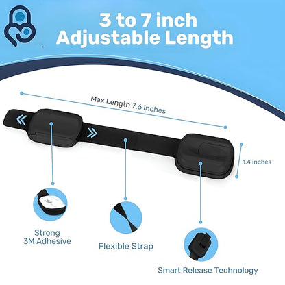 3M Adhesive Child Safety Strap Locks by Baby Proof Me, Baby Latches for Cabinets, Dishwashers, Fridges, Ovens and Trash Cans, Stain Free Toilet Lock (Black, 24 Safety Latches)