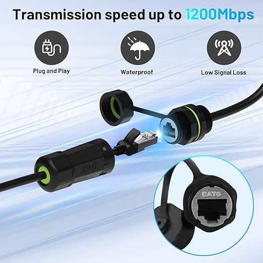 Waterproof Ethernet Adapter for Starlink Gen 3 and Starlink Mini, Starlink Gen 3 Cable Extension Adapter, Starlink Standard to RJ45 Coupler for Starlink V3/ Mini Dish and Router (1 PCS