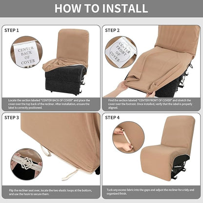 Easy-Going 100% Waterproof Recliner Cover Additional Seat Cover for Reclining Couch, Stretch Sofa Covers Washable Furniture Protector for Kids & Pets, 1 Seat, Camel