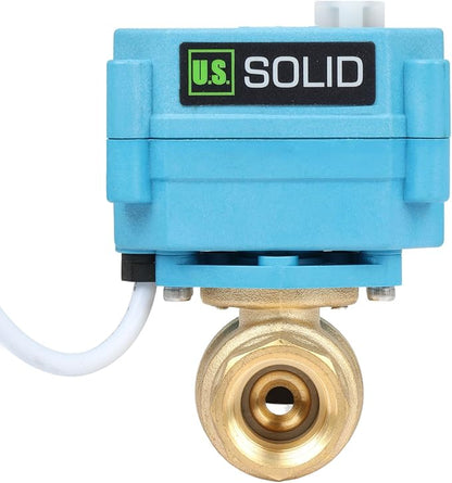 U.S. Solid Motorized Ball Valve - IP67 1/2inch Brass Ball Valve 110-230V with Waterproof Cover, Full Port, 2 Wire Auto Return, Normally Closed