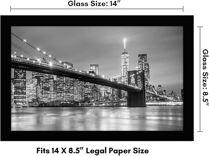 Americanflat 8.5x14 Picture Frame with Shatter-Resistant Glass - Signature Collection - Gallery-Style Frames Made of Engineered Wood - Photo Frame for Wall Display - Black