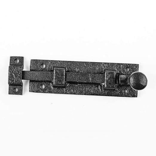 Renovators Supply Manufacturing Slide Bolt Door Lock Latch 4" Black Wrought Iron Sliding Bolt Gate Latch for Cabinet Doors with Mounting Hardware Pack of 10