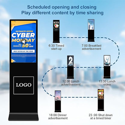 65 in Digital Signage Display, 4k Floor Standing LCD Touch Interactive Display Screen,with WiFi USB/App Software Input Digital Totem Auto Ad Player Android 14 (4+64G)