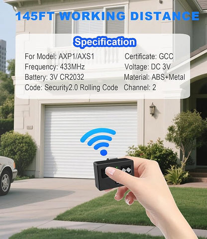 for Ghost Controls AXS1 AXP1 Remote Transmitter,5-Button Remote Transmitter for Automatic Gate Openers, Partymode, Compatible with Ghost Controls Single/Dual Control Opener Systems (AXP1 3Pack Black)