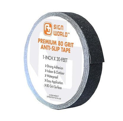 Best Anti-Slip Grip Tape, 1" x 30 FT, Black Color, 80 Grit, Industrial Grade, Indoor, Outdoor (1-Inch x 30 Feet Roll)