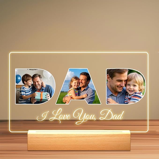 Personalized Picture Frames with Photo, Custom Photo Frame with Night Light, Customized Girlfriend Photo Gifts, Ideal Gift for Couples Anniversary Birthday Mom Dad Him Her