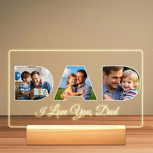 Personalized Picture Frames with Photo, Custom Photo Frame with Night Light, Customized Girlfriend Photo Gifts, Ideal Gift for Couples Anniversary Birthday Mom Dad Him Her