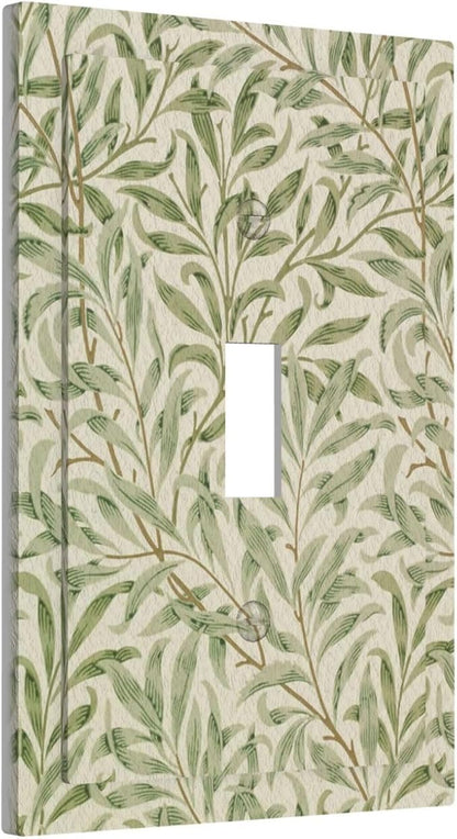 Decorative Light Switch Plate Covers Vintage Morris Willow Leaf Green Leaves 1 Gang Wall Plate Single Toggle Switch Cover Plate Jumbo Electrical Switchplate Receptacle Faceplate