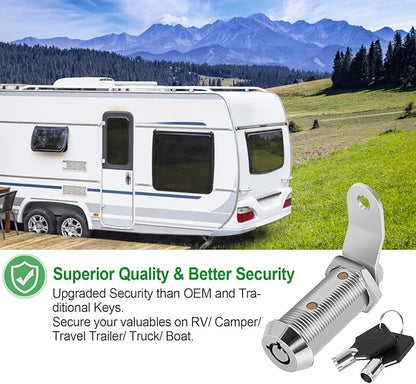 10Pack Cabinet Lock with Keys, 1-1/2" RV Storage Locks Keyed Alike, RV Locks for Storage Door, Camper Toolbox RV Cam Locks with Manual (Chrome - 10 Pack, 1-1/2 Inch)