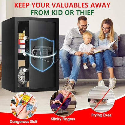 3.3 Cubic Feet Large Fireproof Safes for Home Use, Anti-Theft Digital Security Safe Box With Programmable Keypad & Spare Keys, Home Safes Water and Fireproof for Documents Money Valuables