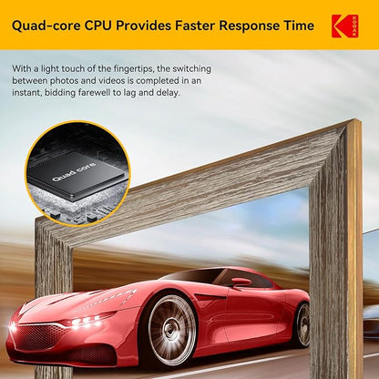KODAK Wooden WiFi Digital Picture Frame, 32G 10.1 Inch Digital Photo Frame 1280x800 HD IPS Touch Screen, Auto-Rotate, Share Photos and Videos via KODAK App, for Friends and Family