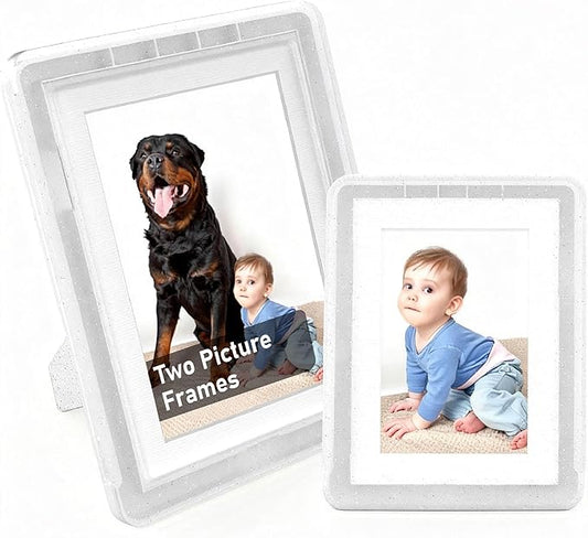 5x7 Picture Frame, Clear Acrylic Photo Frame with White Mat for 4x6 Photos, One-Piece Shatterproof Tool-Free Design, UV-Resistant Waterproof Tabletop Frame for Home Office Decor with 10-Year Warranty