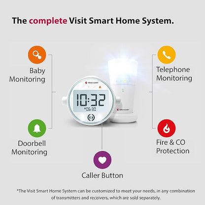 Bellman & Symfon Alarm Clock with Bed Shaker – Visit Smart Home System Hub Component – Deaf and Hard of Hearing – Vibrating Loud Alarm, Flashing Light Alerts, Emergency Receiver for Seniors