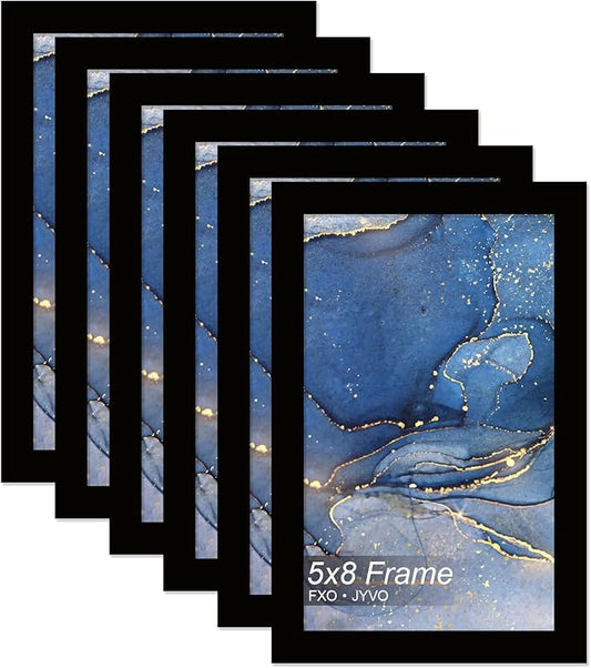 5x8 Picture Frame Set of 6, Black Frame for 5 x 8 Inch Picture Poster Photo, Light Weight and High Transparent 5 by 8 Frame for Wall - 6 Pack/Black/5"x8"
