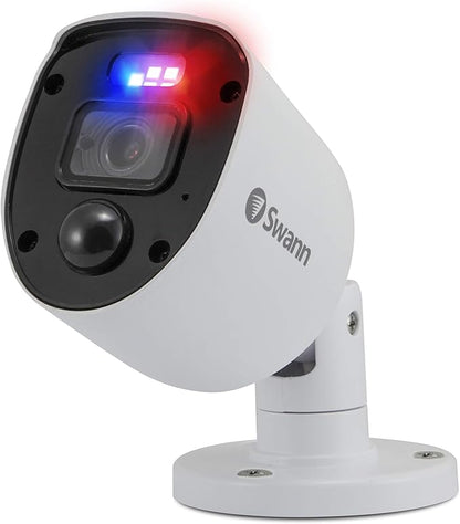 Swann Security outdoor 1080p Full HD Flashing Lights Bullet Analogue CCTV Camera - 2 Pack, White, Motion Only