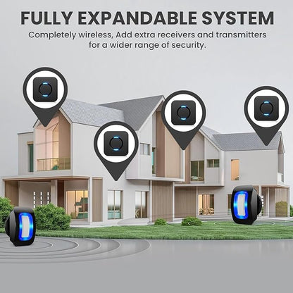 Wireless Motion Sensor LED Light - Motion Detector Alarm Chimes Door Sensor with 500 FT Range Security Alert Monitor System for Home, Business, Store, Office, School