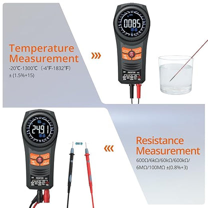 Proster Smart Multimeter Tester - 6000 Counts Multi Meter TRMS AC/DC Voltage & Current NCV Temperature Capacitance Resistance Diode Continuity Frequency Flashlight & Adjustable Screen Backlight