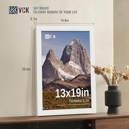 VCK 13x19 Picture Frames white Set of 6, Wide Border Wood Poster Frame, Multi-Directional Display Family Photos, Office Prints, Studio/Gallery Artwork, Woodgrain Series, Wall Hanging